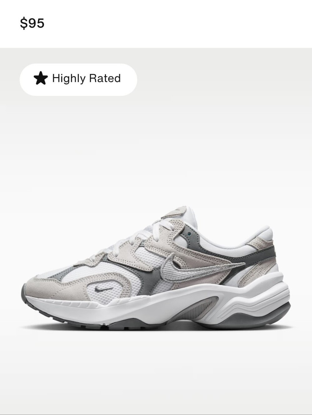 NEVER WORN Nike Women’s AL8 White/Metallic Silver Sneakers